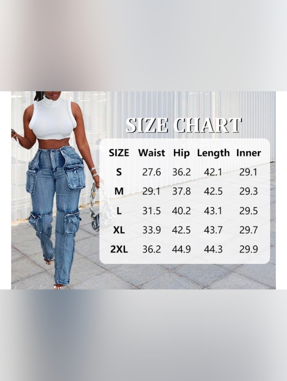 Light Blue Cargo Jeans for Women (Only Small And med Available) - Picture 7 of 7